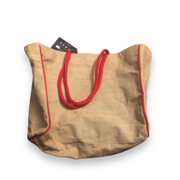 Mona B. Kitty Cat Holiday Christmas Jute Burlap Tote Bag - Picture 2 of 5